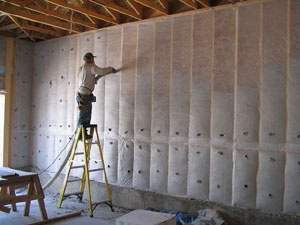 Cellulose insulation in new garage walls